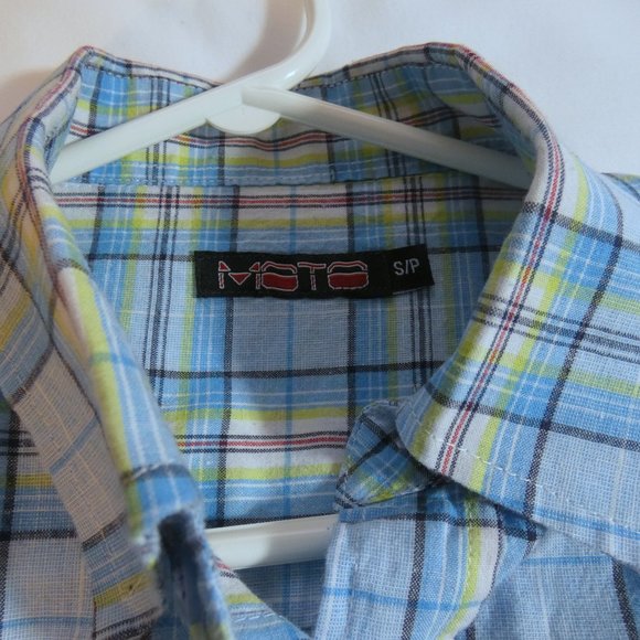 Mens Shirt Button Front Moto Tab Roll up Sleeves - Picture 3 of 4
